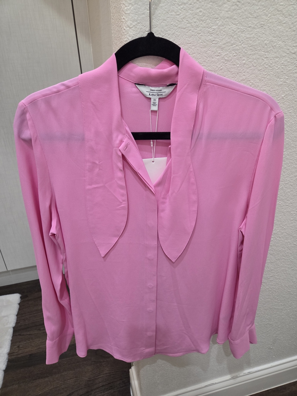 & Other Stories Pink Tie-Neck Blouse